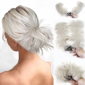 Messy Hair Bun Court Naturel Droit Polyvalent Styles Réglables Pièces de <span class=keywords><strong>Cheveux</strong></span> Facile <span class=keywords><strong>Postiche</strong></span> Synthétique pour Femmes Extension de <span class=keywords><strong>Cheveux</strong></span> - Product Image 5