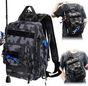 Sac à dos de pêche gratuit pour hommes avec 4 boîtes à matériel, 2 porte-cannes, housse de pluie, grand équipement de pêche - Product Image 2