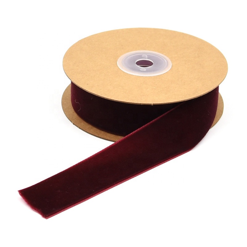 Factory hot sale high quality gift packaging mother's day velvet ribbon roll Wholesale custom luxury 2.5cm velvet ribbon wired