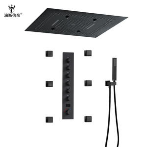 Dipsidri Concealed Shower Set All Copper <b>LED</b> Rainfall Shower Head With Temperature <b>Control</b> And RGB <b>Lighting</b> For Modern Bathroom - Product Image 5