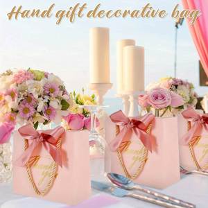 Sacs cadeaux miniatures roses de luxe personnalisés, sacs en papier « Merci » pour baby shower, anniversaire, mariage, commande en gros, impression offset, recyclables - Product Image 3
