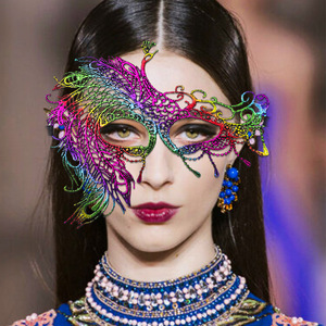 Maschera Esclusiva Fai-da-Te in Pizzo Colorato Senza Struttura per Halloween, Natale, Carnevale, Feste Notturne e Spettacoli - Product Image 1