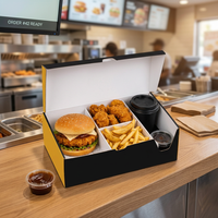 Boîte à emporter personnalisée pour combo repas rapide, en carton alimentaire avec compartiments, pour burger, frites et boisson