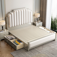 Modernes Luxus-Polsterbett mit Hydraulik-Stauraum - Massivholz Gepolstertes Kopfteil Hochbelastbar 3-Jahres-Garantie Maßgefertigtes Schlafzimmer-Set