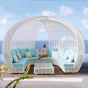 Todo tipo de clima PE plástico ratán aluminio jardín Patio cama de día al aire libre mimbre tumbona para patio hoteles villas hospitales - Product Image 2