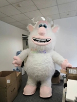 Costume de mascotte gonflable Booba le rat blanc et rose, costume de mascotte de dessin animé gonflable pour adulte