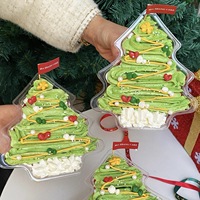 Boîte d'emballage alimentaire transparente jetable pour dessert de Noël, fabriquée en Chine