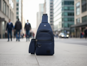 Borsa da petto da uomo con tre cinghie e tasca laterale, in tessuto Oxford, chiusura con cerniera, design casual, per tutte le stagioni M1120135 - Product Image 2