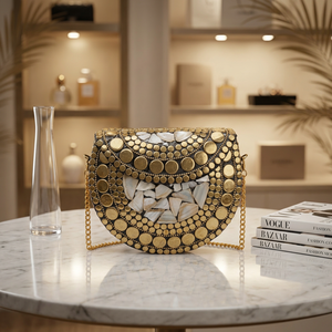 Sac à main de mariée FAIZA CRAFT, spéciale mariage, mosaïque plaquée argent, travail de qualité supérieure, décoration royale, sac à main pour femme FC-7249 - Product Image 1