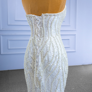 Vestido de novia de sirena Rsm67485, tela de encaje blanco con cuentas, Sexy, barato - Product Image 6