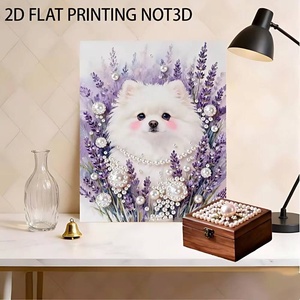 Décoration murale et de table moderne en toile écologique avec cadre, motif animal chat imprimé diamant et perle - Product Image 4