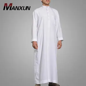 Wholesale 2022 Islamic Men Clothing Hotsale Thobe Dubai Saudi Arabian Robe Traditional Casual Male Jubah Cotton Thobe