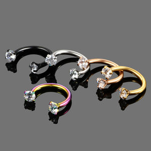 En gros Anneau <span class=keywords><strong>fer</strong></span> à <span class=keywords><strong>cheval</strong></span> en acier inoxydable avec zircone cubique (CZ) 16G pour piercing de nez, <span class=keywords><strong>tragus</strong></span>, cartilage interne de l'oreille, septum et bijoux de corps - Product Image 6