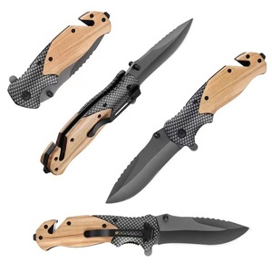 سكين جيب قابل للطي X50 عالي الصلابة بسعر الجملة الرخيص، مقبض من الألومنيوم والخشب، سكين للتخييم والبقاء على قيد الحياة في الهواء الطلق - Product Image 2