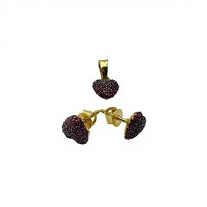 Elegantes Pendientes y Colgante de Oro de 22K con Rubí en Forma de Corazón, Joyería de Diseño Elegante para Mujer, Uso Diario - Product Image 3