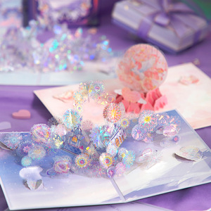 Elegante biglietto 3D con farfalla viola - Biglietto di auguri <span class=keywords><strong>pop</strong></span>-up olografico scintillante - Regalo artistico di benedizione per mamma, amica, insegnante - Product Image 2