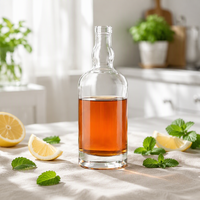 Bouteille ronde en verre transparente vide 500ml 300ml 550ml Rhum Spirit Gin Vodka Verrerie Liqueur Vin Bouteille d'eau avec couvercle Tumbler