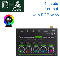 Amplificateur de microphone 4 canaux BHA MIX400-PRO, mixeur stéréo 6.35 avec RGB pour studio d'enregistrement, prix de gros d'usine, OEM CE FCC