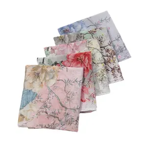 Small fresh wholesale customization womens cotton voile hijab print bawal scarf supplier tudung