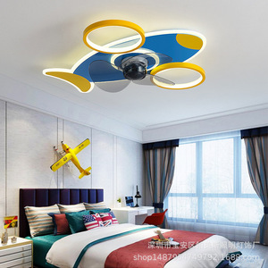 Çocuk Odası Fan Lambası, Modern ve Basit Uçak Göz Koruması, Sıcak Romantik - Gövde Tavanı, Yatak Odası - Product Image 3