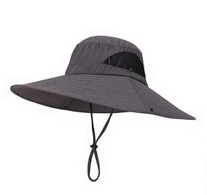 Chapeau Bob Respirant en Maille SFB117 Bleu Marine à Large Bord Protection UV Anti-UV avec Cordon de Menton Réglable Coupe-Vent pour Hommes - Product Image 3