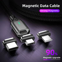 Câble de charge magnétique USB 3-en-1 en gros, charge rapide 3A, câbles de données tressés en nylon en vrac pour smartphones iOS et Android