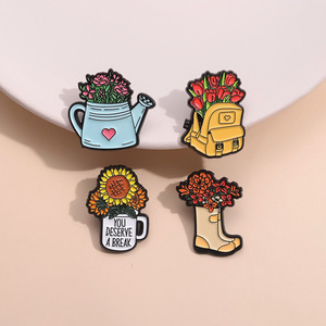 Fleur créative émail broche moto chaussures <span class=keywords><strong>Cowboy</strong></span> fleur vélo sac amour bouilloire tournesol fleur métal Badge Punk broches bijoux - Product Image 6