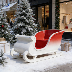 ประติมากรรมรถม้าคริสต์มาสทำจากไฟเบอร์กลาส สำหรับตกแต่งเทศกาลกลางแจ้ง ประติมากรรมรถม้าคริสต์มาสสำหรับตกแต่งล็อบบี้โรงแรม - Product Image 1