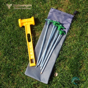 Piquets de tente en métal à poignée verte, clous de sol en acier coupe-vent pour auvent extérieur - Product Image 2