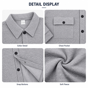 Men's <b>Fleece</b> <b>Lined</b> Shirt <b>Jacket</b> Warm Wind Resistant Long Sleeve Button Down Shacket with Chest Pockets for Winter - Product Image 2