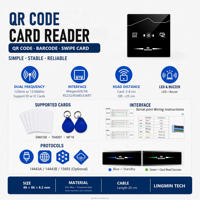 Lecteur de codes QR RFID 13,56 MHz de proximité, lecteur NFC intelligent intégré, scanner de codes QR Wiegand26 pour tourniquet, lecteur de contrôle d'accès