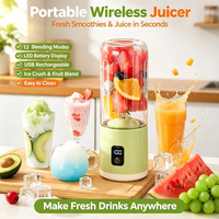 Mixeur-presse-agrumes portable rechargeable autonettoyant, mini mixeur électrique pour smoothies aux fruits, lames en acier inoxydable, corps transparent étanche, idéal pour camping-car