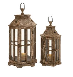 Farol de Madera Moderno con Acabado Desgastado, Forma Personalizada, Tamaño Personalizado, Decoración Navideña Hecha a Mano, Portavelas, Iluminación para Cena - Product Image 1