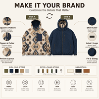 Veste Sherpa à Capuche Réversible Personnalisée pour Homme, Double Face, Fermeture Éclair Intégrale, Manteau Polaire Chaud Décontracté d'Hiver pour l'Extérieur, Marque Privée