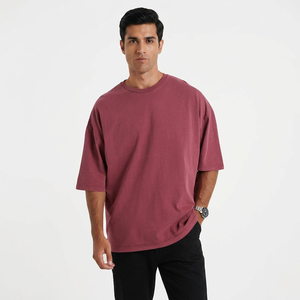 T-shirt Homme Oversize Formel en Coton Épais Délavé à l'Acide, Coupe Boxy, Épaules Tombantes, Style Vintage Personnalisable, Tissu Peigné de Haute Qualité sur le Devant - Product Image 1