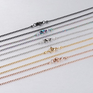 Ventes directes d'usine 1.5mm en acier inoxydable boule chaîne collier plaqué or géométrique bricolage pendentif bijoux chrétien homard - Product Image 1