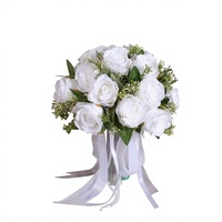 Bouquet de mariée de style européen, fausse rose en soie, fleurs de mariage, bouquet de demoiselle d'honneur forestier à tenir à la main pour cérémonie et décoration de fête