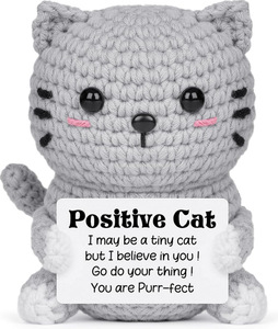JIN PENG Peluche pingouin au crochet faite à la main, cadeau d'émotion positive avec carte pour Noël, anniversaire, Saint-Valentin - Product Image 3