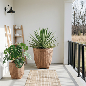 Classic Vine Pattern Round Shape Garden Fiber Clay <strong>Jardiniere</strong> Large Outdoor <strong>Planter</strong> for Hallway - Product Image 1