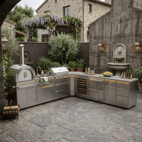 ODM Armoire de cuisine extérieure en acier inoxydable SS304 étanche facile à nettoyer et hygiénique évier de cuisine extérieur modulaire pour l'extérieur