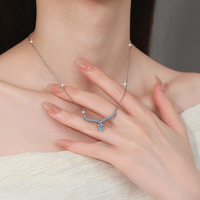 Collier pendentif couronne halo en moissanite ronde brillante 1 carat, plaqué rhodium, argent 925, style royal