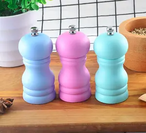 Adjustable Coarseness Colorful Salt And Pepper Grinders White Salt Shaker Wooden Pepper Salt Grinder Set Pepper Mill