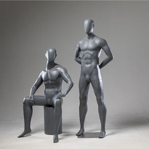 Maniquí Masculino de Fibra de Vidrio Gris Mate, Cuerpo Completo Musculoso, para Exhibición de Ropa Deportiva en Tiendas - Product Image 3