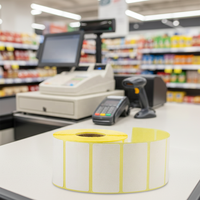 Étiquettes adhésives personnalisées en papier thermique 50*25mm en rouleau pour supermarché, sensibles à la chaleur