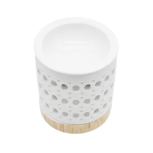 white circular pattern Ceramic Oil Burner Small Elegant Wax Melt Burners for Scented Wax Candle Warmer Oil Burner