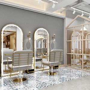 Chaise de Coiffure Liftante Stylée Salon de Beauté Barber Shop Saloon Tunisie Femmes <span class=keywords><strong>Homme</strong></span> Vert Rose Beige et Or Couleur - Product Image 6