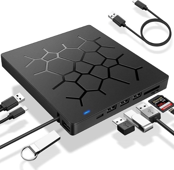 Externe CD/DVD-drive 6-in-1 Dvd-drive Speler USB 3.0 Type-C Met SD/TF En USB3.0 Optische Drives Voor Pc-laptop