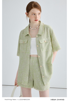 VEGA CHANG Nouvelle Collection Pré-Collection Automne 2026 Ensemble Décontracté Deux Pièces : Veste à Manches Courtes et Short Droit