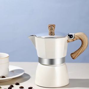 Cafetière à expresso italienne en aluminium noir classique avec poignée en Grain de bois percolateur à café Camping Moka Pot - Product Image 2