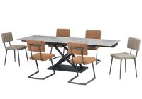 Ensemble de table à manger extensible en bois au design moderne et luxueux, 6 chaises avec pieds en métal, pour hôtel, cuisine, appartement, parc, utilisation en extérieur